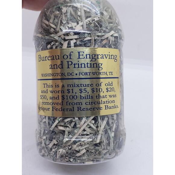 Shredded US Dollars Bottle Bureau of Engraving Printing Money Novelty Gift - Picture 4 of 8